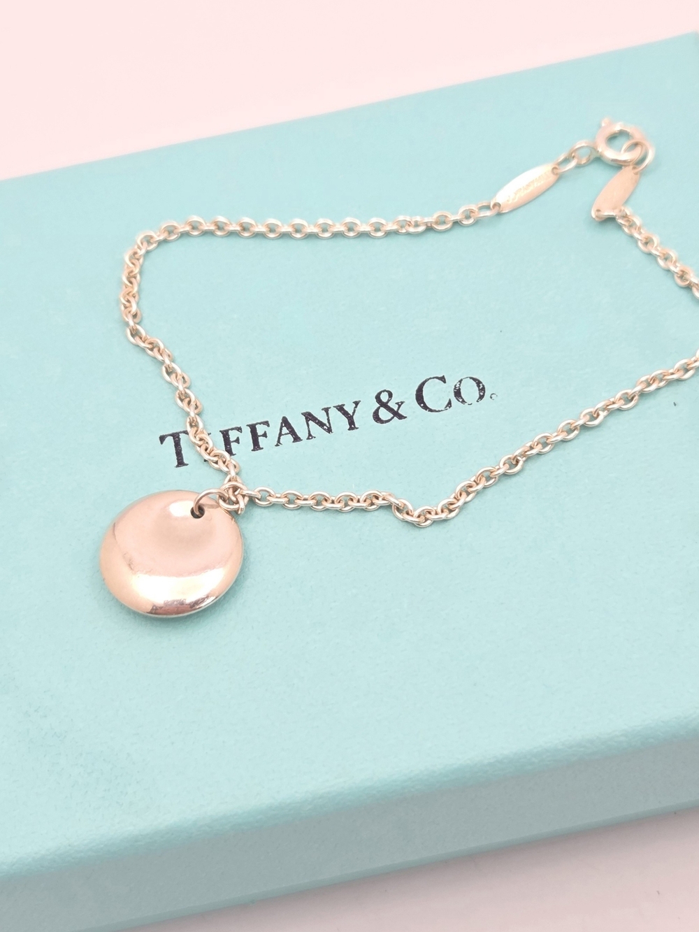 Vintage Tiffany & Co. Elsa Peretti Sterling Silver Disc Charm Bracelet 7"